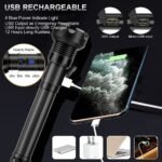 High Lumen LED Tactical Flashlight - Rechargeable with Laser Light - Image 3