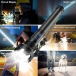 High Lumen LED Tactical Flashlight - Rechargeable with Laser Light