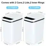 2-Pack 12L Sensor Trash Cans with Lids, Touchless Slim Design for Bathroom, Bedroom, Office - Image 3