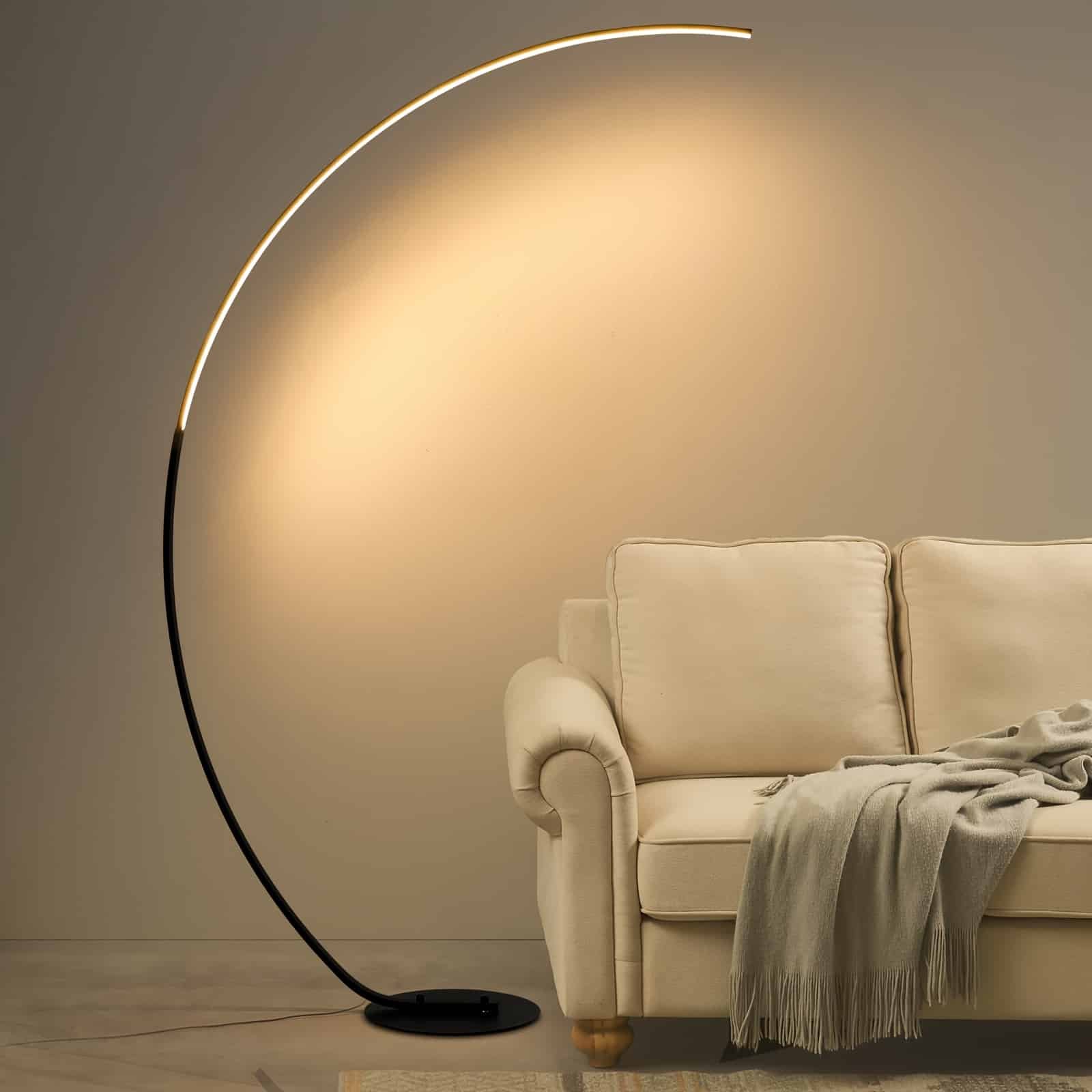 84c44082-a358-4d96-a4cb-87fb7eac1a08.jpg 65" Modern Arched Floor Lamp | Remote | Dimmable 3-Color LED | Black | Bedroom & Living Room - Image 1