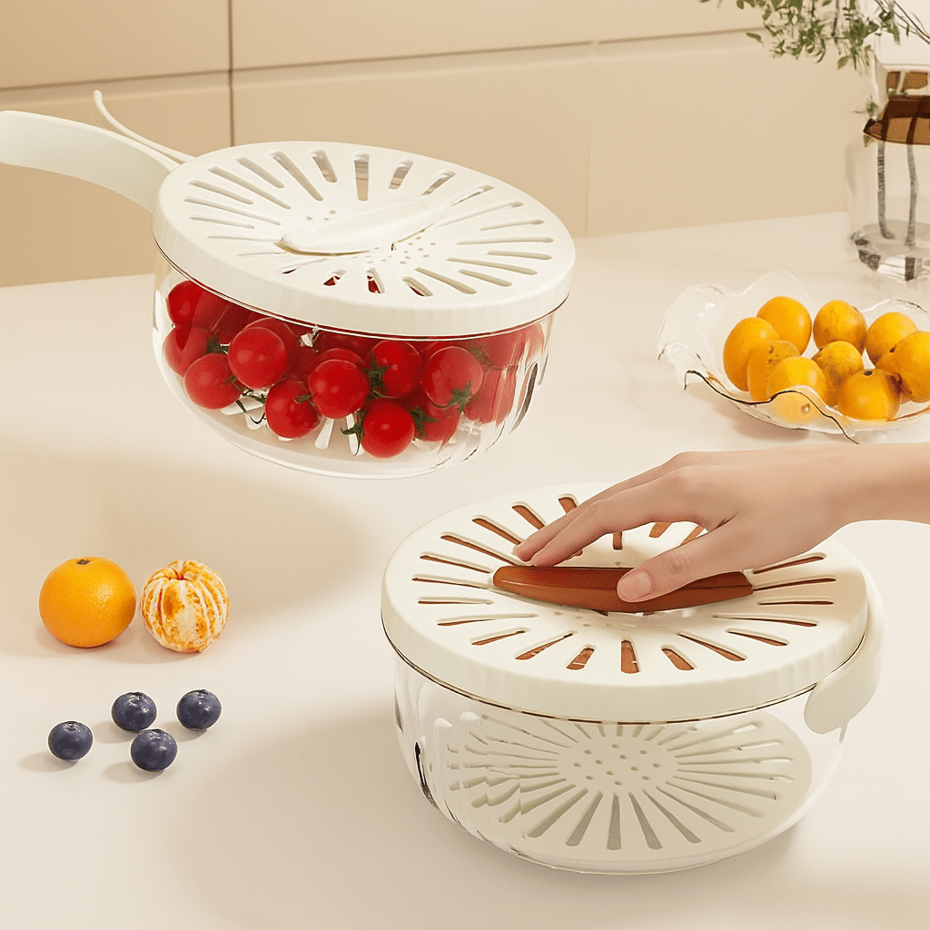 Foldable Fruit & Veggie Bowl – Rinse, Drain & Store in One